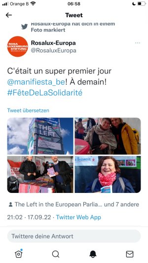 Manifiesta Ostende 2022, Twitter-Screenshot
